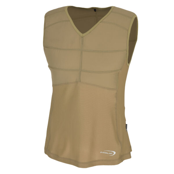 Maglietta smanicata refrigerante di E.COOLINE in colore beige