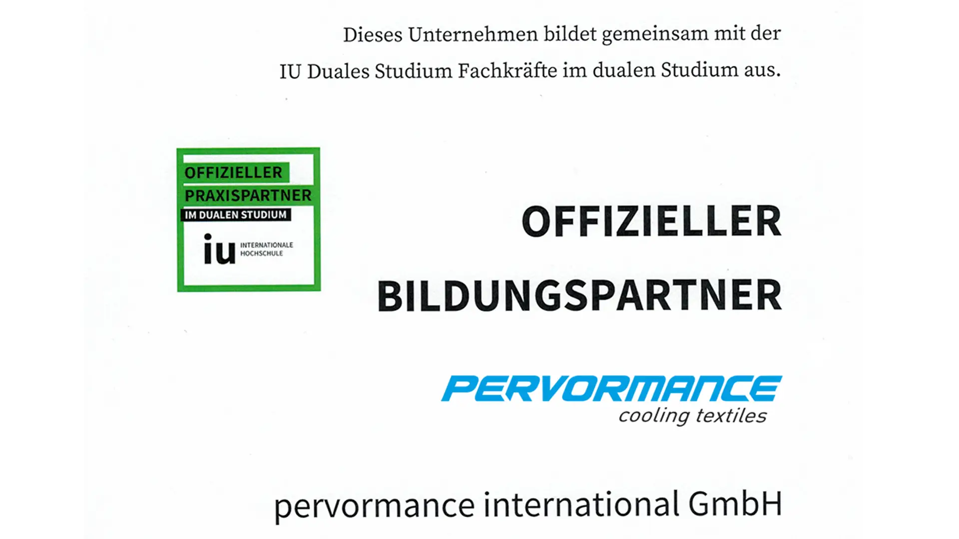 pervormance ist offizieller Bildungspartner