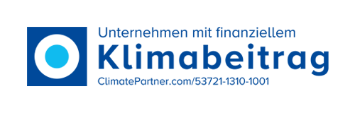 climate partner Logo "Unternehmen mit finanziellem Klimabeitrag"